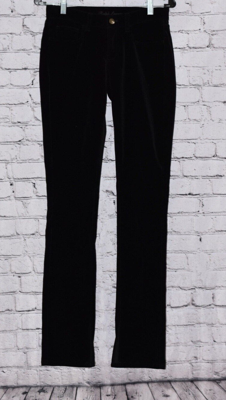 888 Black Label Ralph Lauren Velvet Straight-leg Split-hem Trousers Size 2/'34"